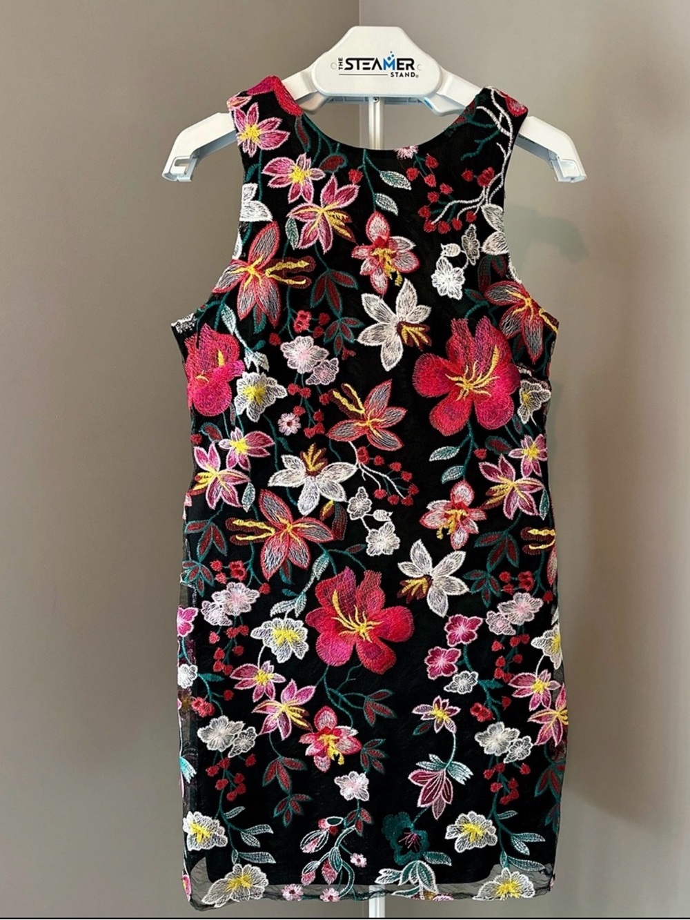 Sam Edelman Black Floral Embroidered Midi Dress